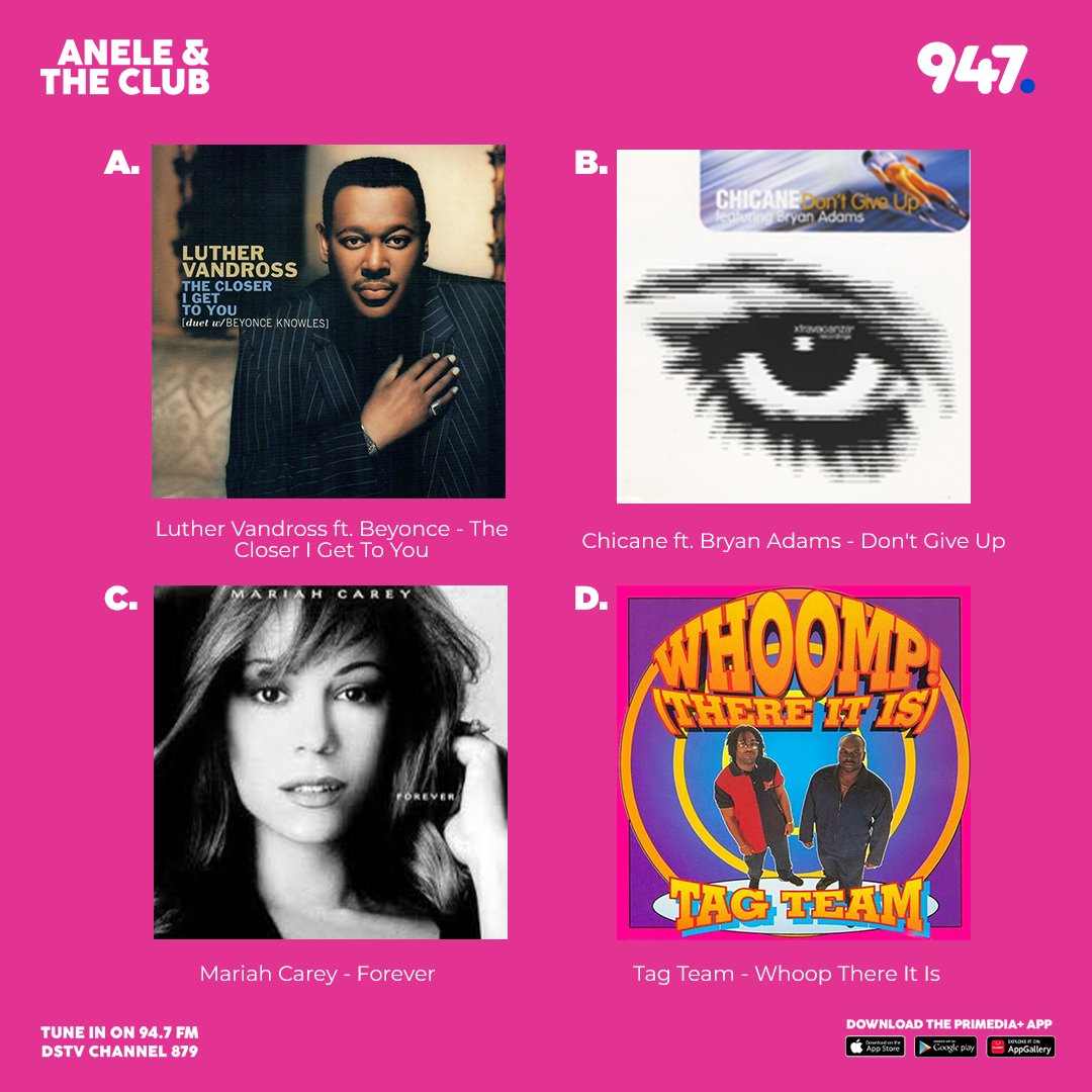 947's tweet photo. We’ve got timeless gems lined up and only one can take the crown. Which #ClassicOrNot from this week hit the hardest? Comment below with your winner 👇
#AneleAndTheClubOn947 #ClassicOfTheWeek https://t.co/fc3dOZNq28
