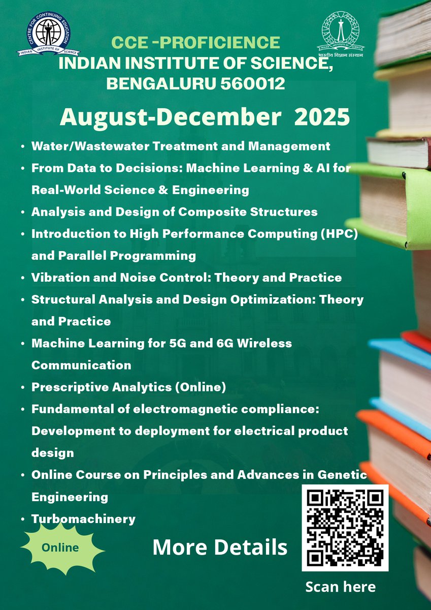 cce_iisc's tweet photo. Elevate your career with cutting-edge knowledge from IISc Bangalore with courses designed to meet the evolving demands of industry and academia alike.

Know more: https://t.co/7zzzvbbB6Q

#CareerGrowth #education #OnlineLearning #ProficiencyCourses #SkillDevelopment #UpskillIndia https://t.co/7qqtHv88eo