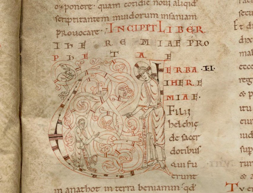 In principio (f. 6r)

Ms. II 1639 <a href="/kbrbe/">KBR</a>, first part of the Old Testament, Benedictine Saint-Hubert Abbey, c. 1050, 44 initials

Nationalised in 1795 and placed in Namur City Library, where it got lost … to reappear on the book market only in 1896
 
uurl.kbr.be/2155110