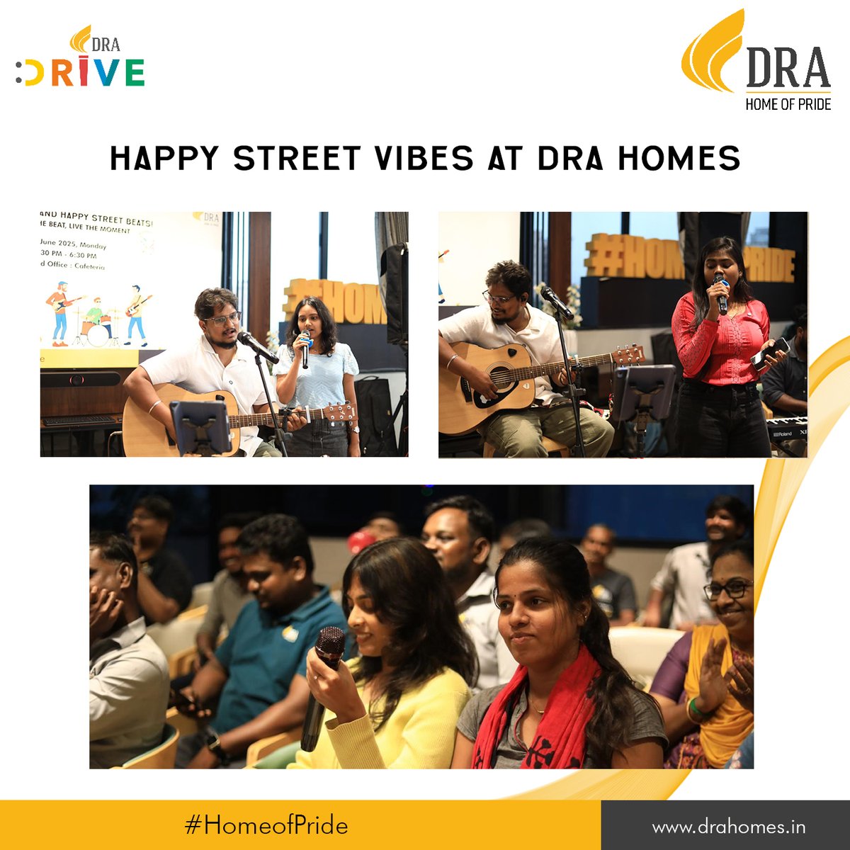 🎶 DRA Homes went LIVE on Happy Street!
An unforgettable evening of music, magic &amp; pure joy! 💃🕺
We celebrated our people with live beats, soulful moments &amp; endless smiles.

Vibrant. People-first. Full of life.

#DRAHomes #HappyStreetVibes #LifeAtDRA #TeamCelebration