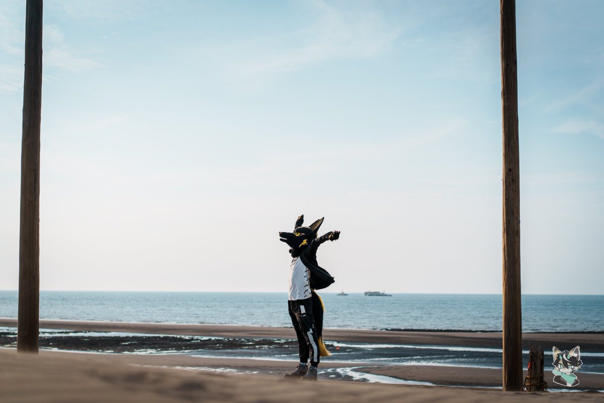 AnubisFurdance's tweet image. 風這麼大，不張開手太可惜了吧？

With the wind this strong, how could I not open my arms?
#fursuitfriday #furryfriday

📷： @StaedtlerFox