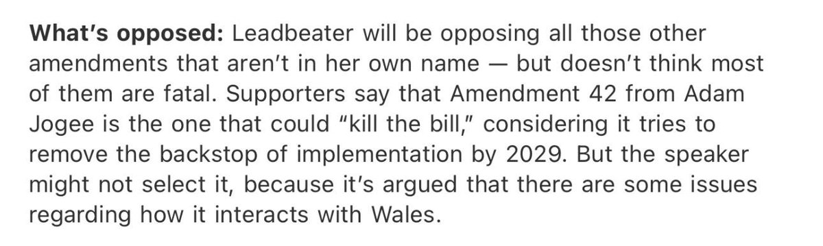 This is some spin. 

I want to make the Bill fit for purpose and ensure that we are driven by safety and delivery not by the clock. 

If that leads to the sort of inflammatory language and end result that “supporters” have used to describe my Amendment… it tells us everything.