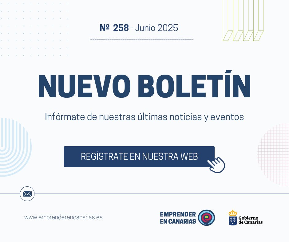 ¡Ya puedes consultar el Boletín #258 de Emprender en Canarias!

📩Disponible para tu consulta a través de este enlace: acortar.link/V7uNCN 

🚀¿Quieres recibirlo en tu correo electrónico?
🖍️¡Visita nuestra web y suscríbete! 👇
acortar.link/HLxPEy