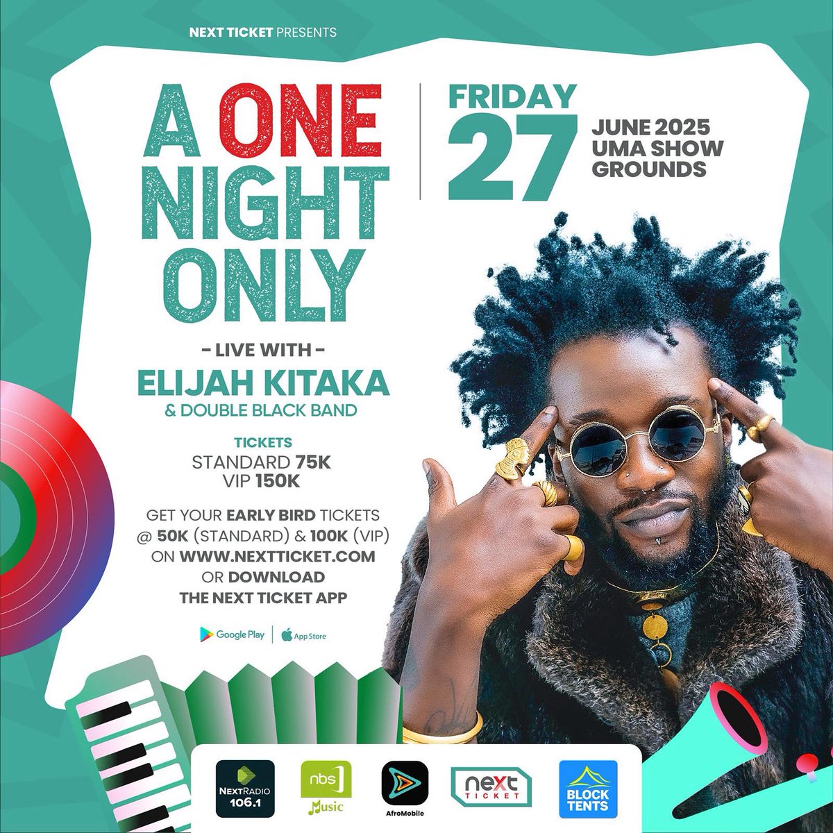 NextTicketug's tweet image. It’s a ONE NIGHT ONLY experience with @Elijah_Kitaka1 &amp;amp; the Double Black Band live on Friday, June 27th, 2025 at UMA Show Grounds!

Tickets: 75K | 150K 
Early Bird: 50K | 100K

Get yours now: nextticket.com/events/a_one_n… ….

#OneNightWithElijahKitaka