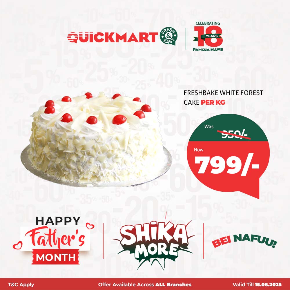 QuickmartKenya's tweet image. Weekend Deals That Stay Fresh! Shop now and save on your favorite fresh picks.

Check out all our offers from our website quickmart.co.ke

*Offer validity as indicated at the bottom right of the image.

#FatherDay
#ShikaMoreNaQuickmart
#18YearsPamojaNawe
#BeiNafuu