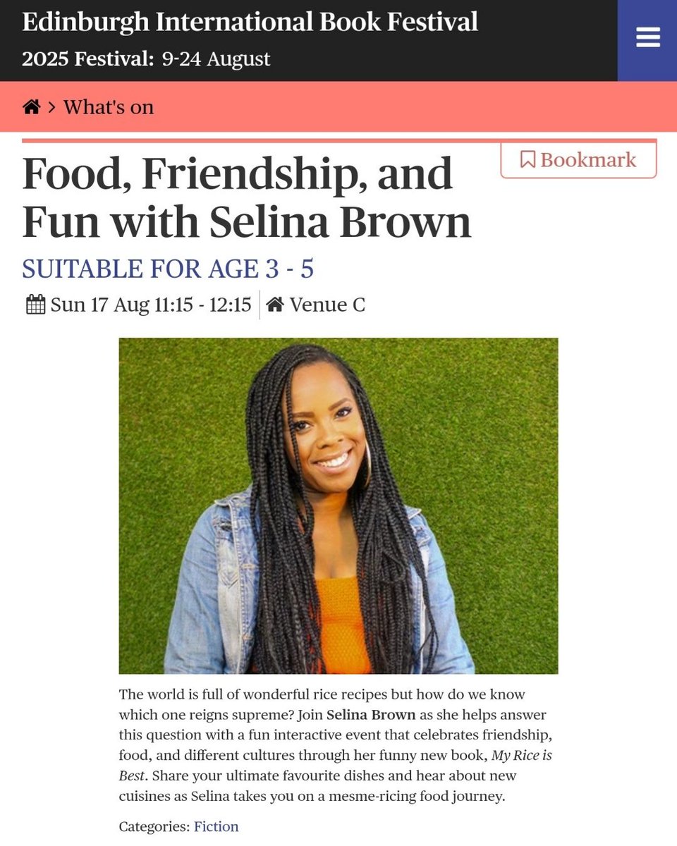 Selina Brown (@theselinabrown) on Twitter photo I’m sooo excited to share that I’ll be at the Edinburgh International Book Festival <a href="/edbookfest/">Edinburgh International Book Festival</a> this year! 📚✨
I’ll be talking all things 'My Rice Is Best'
🎟️ Grab your tickets now via the <a href="/edbookfest/">Edinburgh International Book Festival</a> site.
Can’t wait to see you there!
#MyRiceIsBest #EdBookFest #SelinaBrown I’m sooo excited to share that I’ll be at the Edinburgh International Book Festival <a href="/edbookfest/">Edinburgh International Book Festival</a> this year! 📚✨
I’ll be talking all things 'My Rice Is Best'
🎟️ Grab your tickets now via the <a href="/edbookfest/">Edinburgh International Book Festival</a> site.
Can’t wait to see you there!
#MyRiceIsBest #EdBookFest #SelinaBrown