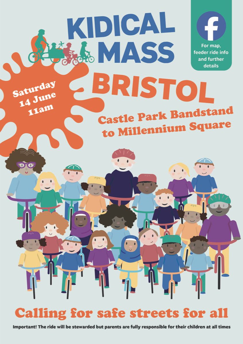Hotwells School Street (@hwschoolstreet) on Twitter photo πͺForget outer space. We want space for kids!
Here in #Bristol we need space on our streets so children can #cycle safely.
Join us for #KidicalMass to make some noise and be a reminder that the streets belong to all of us.
SAT 14th JUNE Castle Park 11am
<a href="/EdPlowden/">Ed Plowden @edplowden.bsky.social</a> #SaferStreets πͺForget outer space. We want space for kids!
Here in #Bristol we need space on our streets so children can #cycle safely.
Join us for #KidicalMass to make some noise and be a reminder that the streets belong to all of us.
SAT 14th JUNE Castle Park 11am
<a href="/EdPlowden/">Ed Plowden @edplowden.bsky.social</a> #SaferStreets