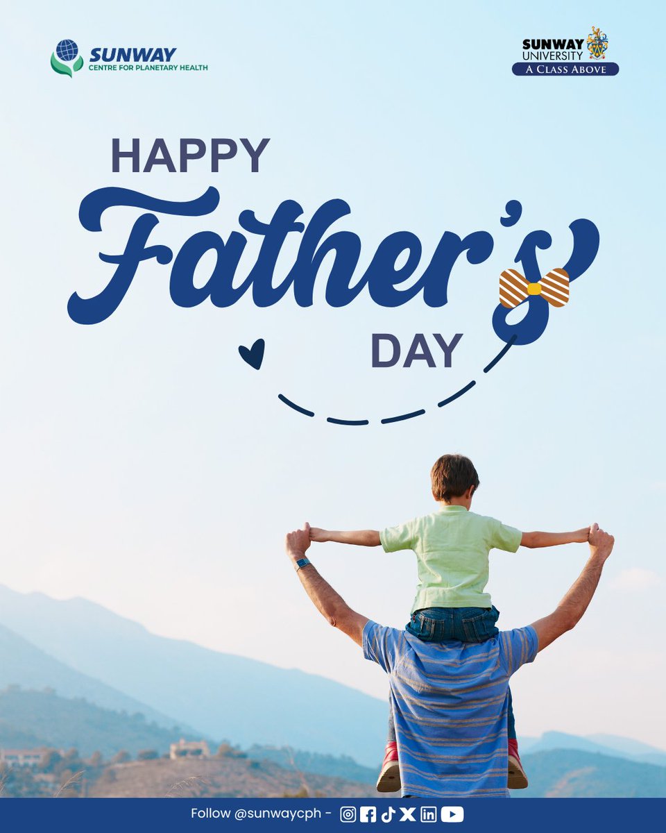 Celebrating all the Super Dads around the world! 💙
⁣
Happy Father's Day to the dads who teach us to ride bikes, chase our dreams, and protect our planet. Wishing you a day full of laughter, love, and legendary dad jokes 👨‍👧‍👦
⁣
#SunwayCPH #SCPH #SunwayUniversity #PlanetaryHealth