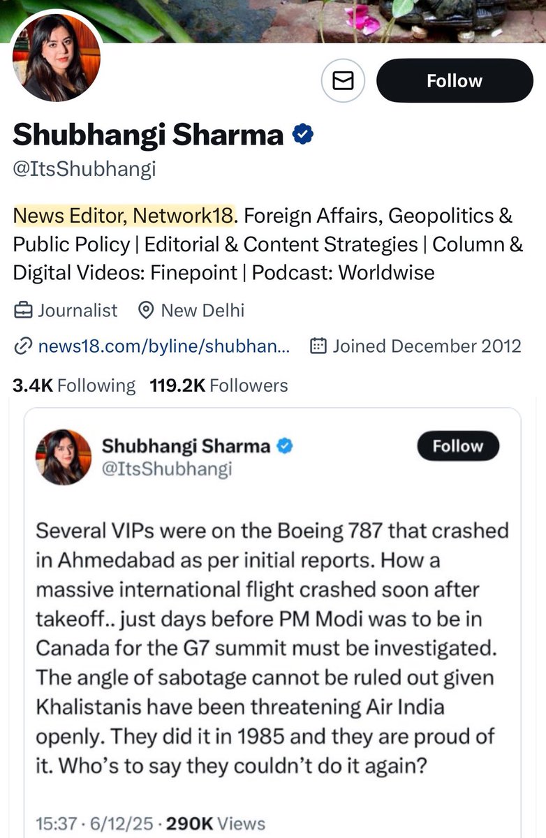Countering Hate Against Sikhs (@sikhstha) on Twitter photo Indian media is the global HQ of disinformation, bigotry & minority hate.
<a href="/ItsShubhangi/">Shubhangi Sharma</a> Why delete your tweet blaming Sikhs without evidence?
Fabricated fear-mongering doesn’t become journalism just because you wear a press badge. Indian media is the global HQ of disinformation, bigotry & minority hate.
<a href="/ItsShubhangi/">Shubhangi Sharma</a> Why delete your tweet blaming Sikhs without evidence?
Fabricated fear-mongering doesn’t become journalism just because you wear a press badge.