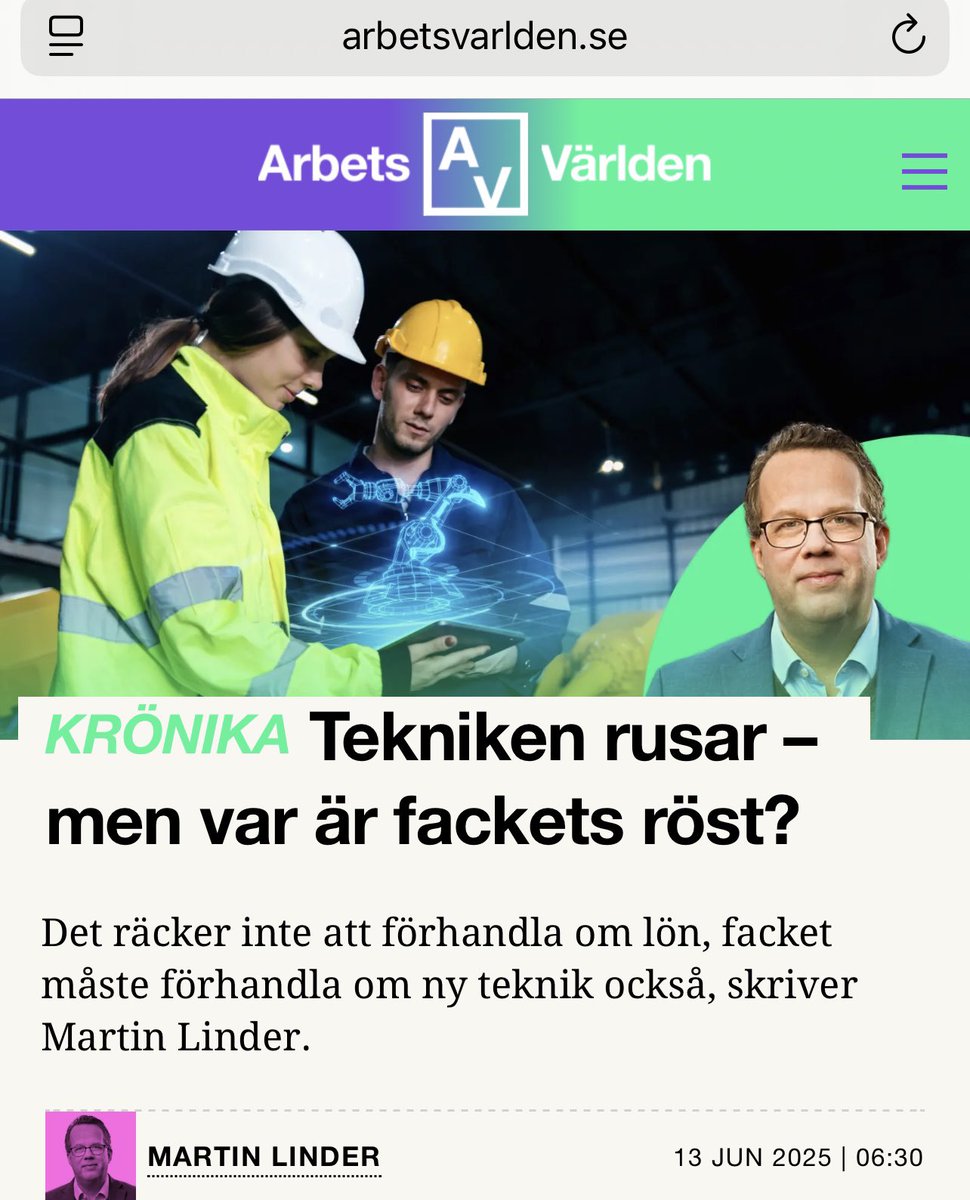 Skriver krönika i Arbetsvärlden idag, läs och dela gärna.

Allt för ofta drivs införandet av teknik av att möjligheten finns – snarare än av frågan om hur den skapar värde för kunder, anställda och ägare.

En facklig strategi, där man förhandlar om löner och villkor men överlåter