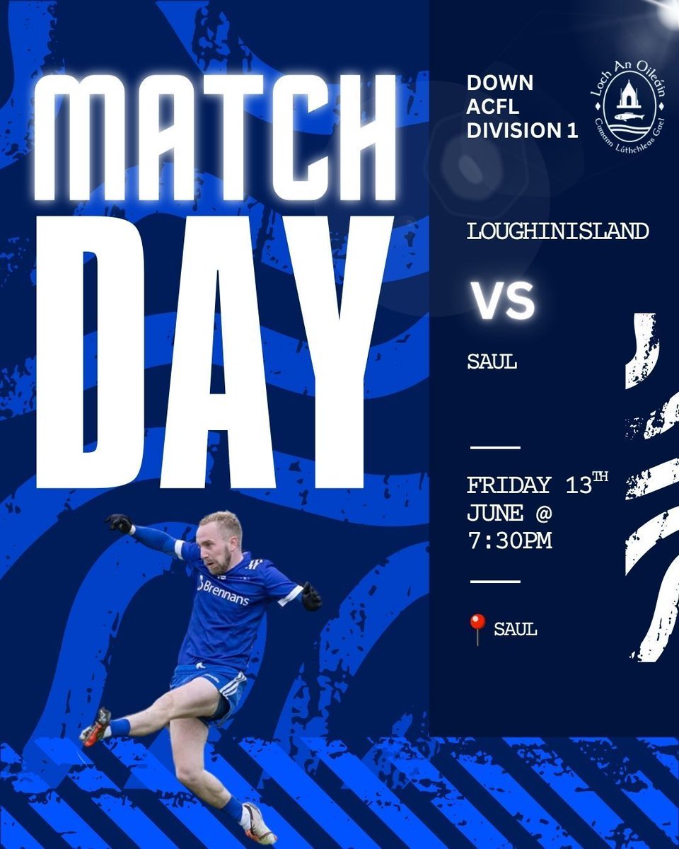🔵⚪️ GAME DAY! ⚪️🔵

Our Senior men are away to Saul this evening. 

🕢 Throw-in: 7:30PM

Let’s get out and support the lads! 💪
#HonTheBlues #GameDay