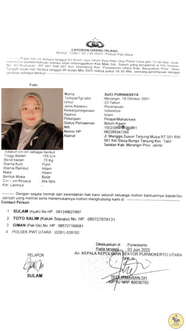 unsoedmfs's tweet image. info orang hilang jends, mahasiswi unsoed kimia angkatan 2020, mohon bantu sebar🙏