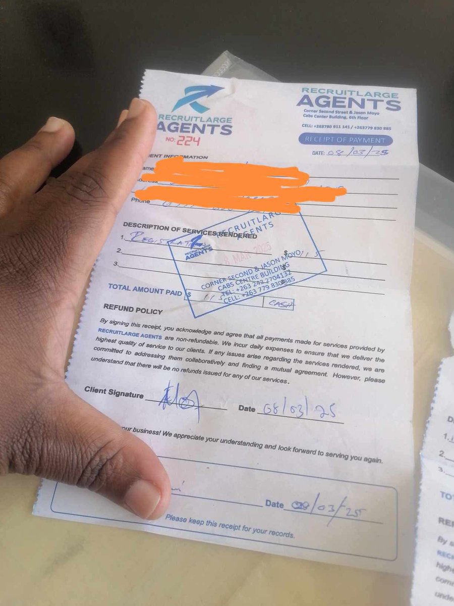 ZimEye's tweet photo. #cosscam #COSFRAUD:  Abraham Judah.

Dear Editor, please help us expose Recruitlarge Agency, owned by Jacob Abraham Judah. They vanished with people’s money.

I personally paid US$115 as a registration fee for a job placement in Ireland, then paid an additional US$500 to secure the job. In total, I was robbed of US$600 — part of the US$2,700 they were demanding as an agency fee.

The account manager handling my case was a woman named Kimberly. She took my money knowing very well that the company was closing down. Their Marlborough offices have now been completely deserted. After that, we were simply told, “Get in touch with our CEO — he is now in charge of your account.”

This so-called CEO is now using a Finland phone number. Some victims lost as much as US$3,500 in this scandal. It is believed that the total amount they vanished with exceeds US$100,000.

ARE YOU ALSO A VICTIM?
