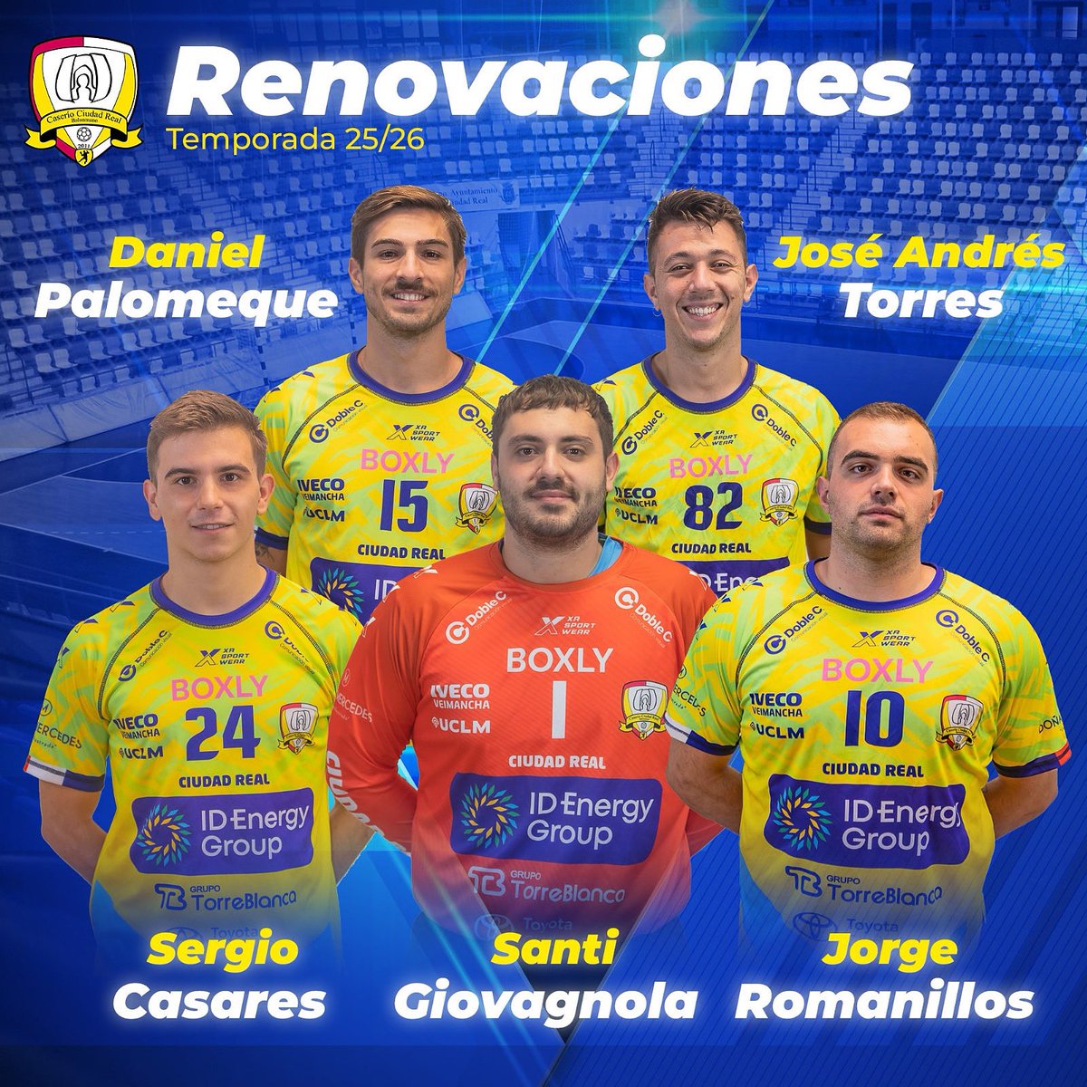 🔵 𝐑𝐞𝐧𝐨𝐯𝐚𝐜𝐢𝐨𝐧𝐞𝐬

¡El proyecto de Caserio para la temporada 25/26 sigue tomando forma! 💛💙

Estamos muy orgullosos de anunciar la renovación de cinco pilares fundamentales

✔️Daniel Palomeque
✔️José Andrés Torres
✔️Sergio Casares
✔️Santi Giovagnola 
✔️Jorge Romanillos