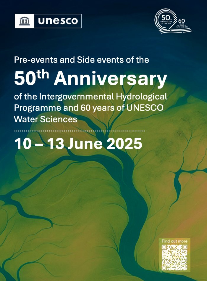 🎥 #JoinOnline at 11:00! On the 3rd and last day of the UNESCO #IHP anniversary, it's time to look back on 50 years of #groundwater activities.

🔗 Register here and attend the session from 11:00 to 12:30: unesco-org.zoom.us/webinar/regist….

#water #registernow #hydrogeology #hydrology