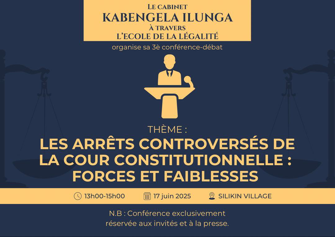 En vue de porter notre regard scientifique sur certains arrêts emblématiques de notre Cour constitutionnelle, notre cabinet tiendra ce mardi 17 juin une conférence scientifique au cours de laquelle seront analysés certains arrêts intervenus en matière de contrôle de