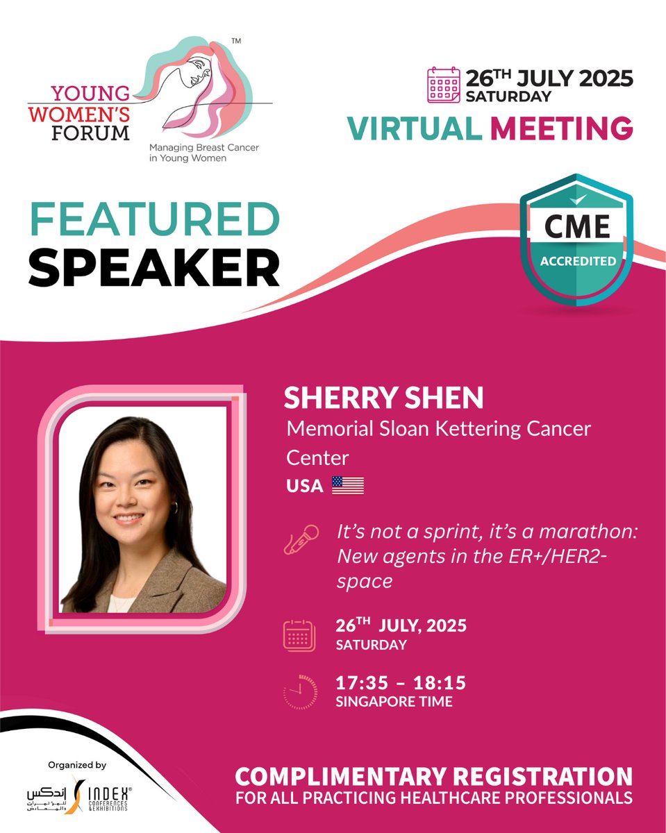 ywforum_'s tweet image. #YWF2025 – Leading voices in breast cancer care
Dr. Sherry Shen | MSK Cancer Center
26 July | 17:35–18:15 GST
It’s Not a Sprint, It’s a Marathon: New Agents in the ER+/HER2- Space
Explore cutting-edge therapies for HR+ breast cancer.
🔗 Register: ywforum.com/registration/