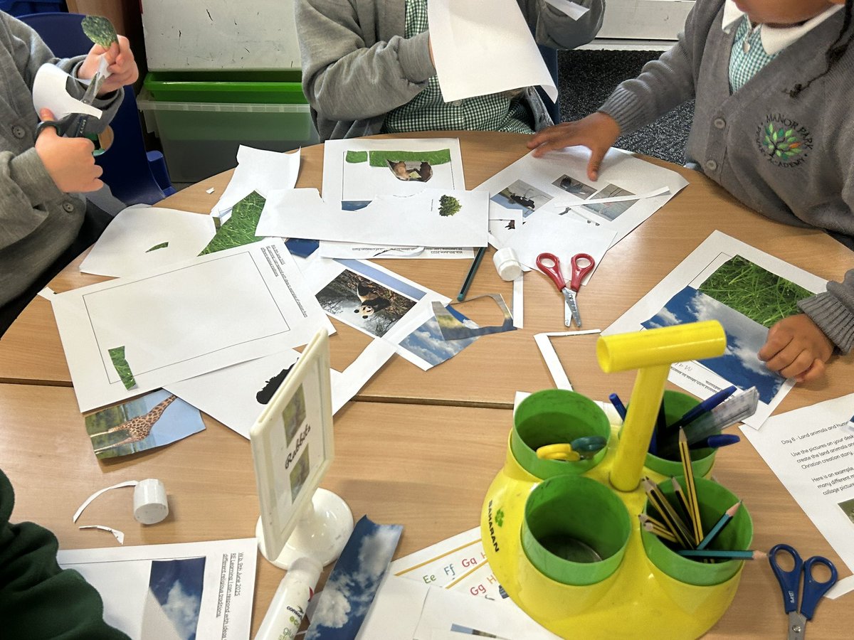 ManorParkSchSM1's tweet photo. Fantastic art exploration in Year 2! We're diving into the Christian creation story, using all sorts of media – paint, collage, and more – to express their understanding. Amazing work, everyone! #MPPAre #WeAreLEO https://t.co/EUeH4OWHfy