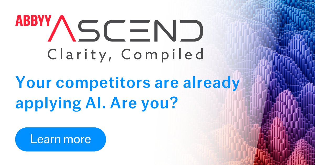 ABBYY_Software's tweet image. Missed it live? Watch #ABBYYAscend 2025.1 – Clarity, Compiled on demand 🚀

Catch up on ABBYY’s latest innovations in #DocumentAI and #ProcessAI—built to equip organizations with smarter, scalable #IntelligentAutomation. Whether you&apos;re in tech, operations, or transformation, this…