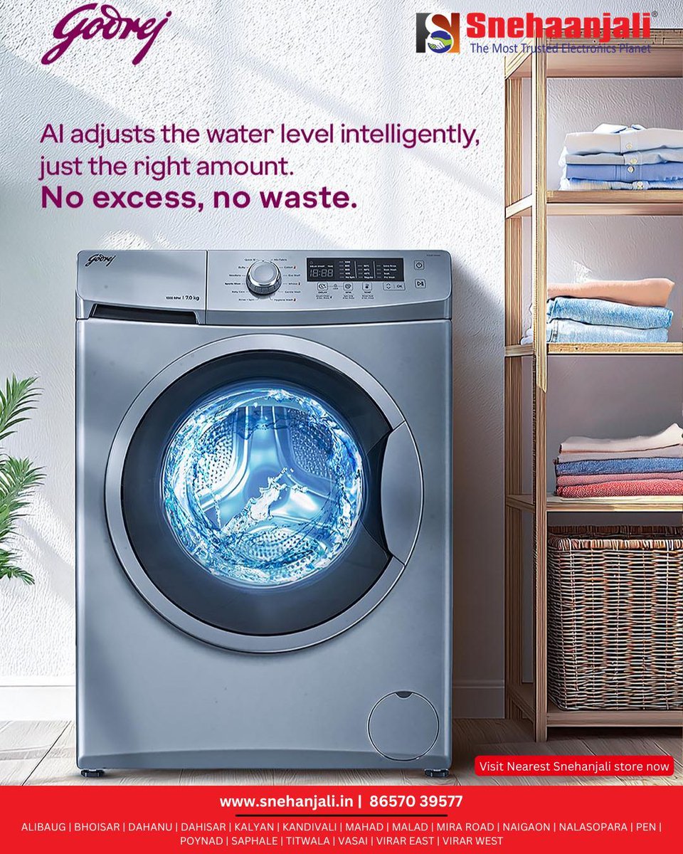 snehaanjali_'s tweet image. Smart Wash, Smarter Savings!
AI adjusts the water level intelligently –
✅ Just the right amount
❌ No excess
❌ No waste

#SmartWashing #AIWashingMachine #SaveWater #EfficientLiving #SnehanjaliElectronics #HomeAppliances #WashingMachineDeal #EcoFriendlyWash #SmartHomeTech