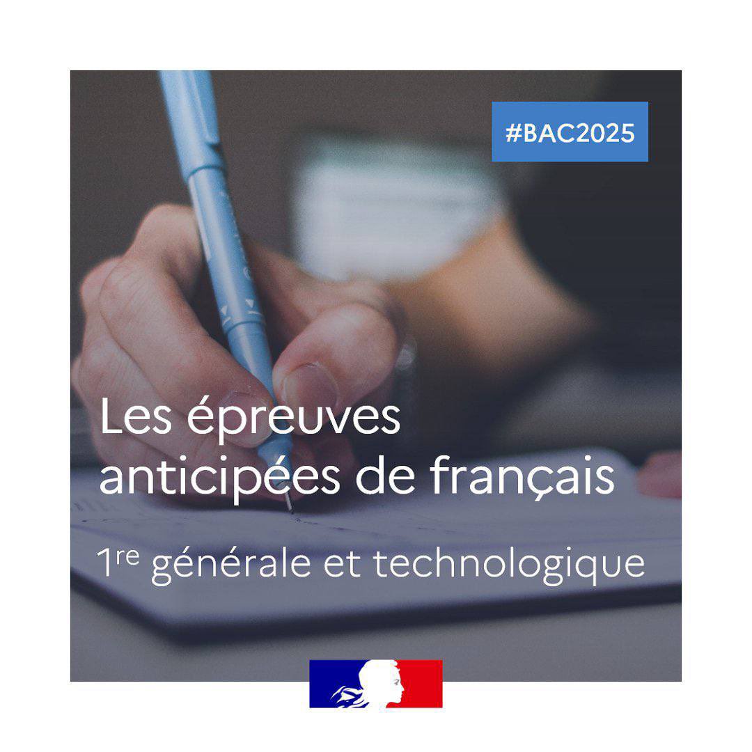 Tous mes vœux de réussite aux élèves de 1ère générale et technologique qui composent ce matin pour l’épreuve anticipée de français du baccalauréat avant de passer l’oral dans quelques jours. 

Merci aux équipes mobilisées partout en France pour la bonne organisation du #Bac2025