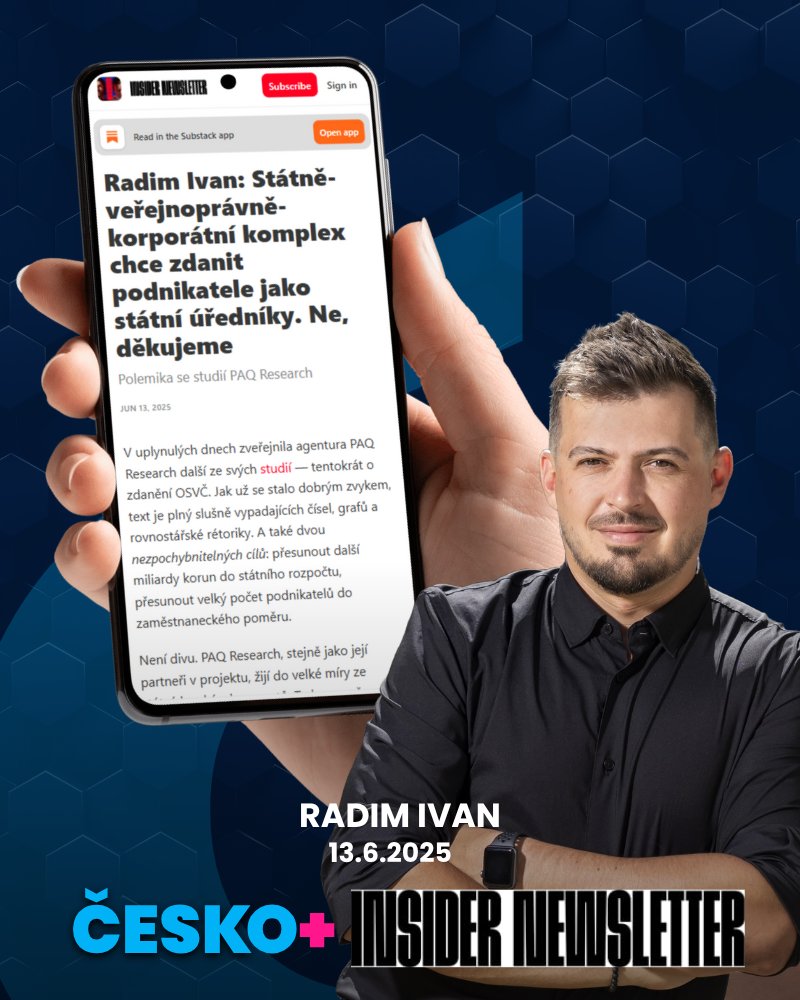 ČESKO.plus (@ceskoplus) on Twitter photo Článek k zamyšlení: <a href="/radim_politik/">Radim Ivan 🇨🇿➕</a> z <a href="/ODScz/">ODS</a> a <a href="/CeskoPlus/">ČESKO.plus</a> 🧵PAQ Research ve své nové studii navrhuje vyšší zdanění OSVČ, ale zapomíná na zásadní věc: než sahat podnikatelům do kapsy, reformujme stát. Efektivnější veřejné služby > vyšší odvody. Když stát nefunguje, víc peněz ho Článek k zamyšlení: <a href="/radim_politik/">Radim Ivan 🇨🇿➕</a> z <a href="/ODScz/">ODS</a> a <a href="/CeskoPlus/">ČESKO.plus</a> 🧵PAQ Research ve své nové studii navrhuje vyšší zdanění OSVČ, ale zapomíná na zásadní věc: než sahat podnikatelům do kapsy, reformujme stát. Efektivnější veřejné služby > vyšší odvody. Když stát nefunguje, víc peněz ho