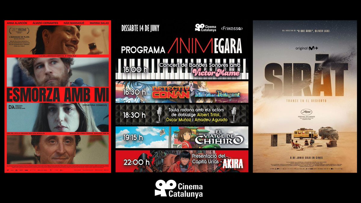 Cinema Catalunya (@cinemacatalunya) on Twitter photo Cartellera del 13 al 19 de juny.
Dissabte primera edició d'ANIMEGARA: projeccions de DETECTIU CONAN, the million dollar pentagram, EL VIATGE DE CHIHIRO I AKIRA en català i moltes sorpreses. <a href="/lafrikassa/">La Frikassa</a> <a href="/CNLTiR/">CNL Terrassa i Rubí</a>
Estrenem #EsmorzaAmbMi premiada a Màlaga i continua #Sirat. Cartellera del 13 al 19 de juny.
Dissabte primera edició d'ANIMEGARA: projeccions de DETECTIU CONAN, the million dollar pentagram, EL VIATGE DE CHIHIRO I AKIRA en català i moltes sorpreses. <a href="/lafrikassa/">La Frikassa</a> <a href="/CNLTiR/">CNL Terrassa i Rubí</a>
Estrenem #EsmorzaAmbMi premiada a Màlaga i continua #Sirat.