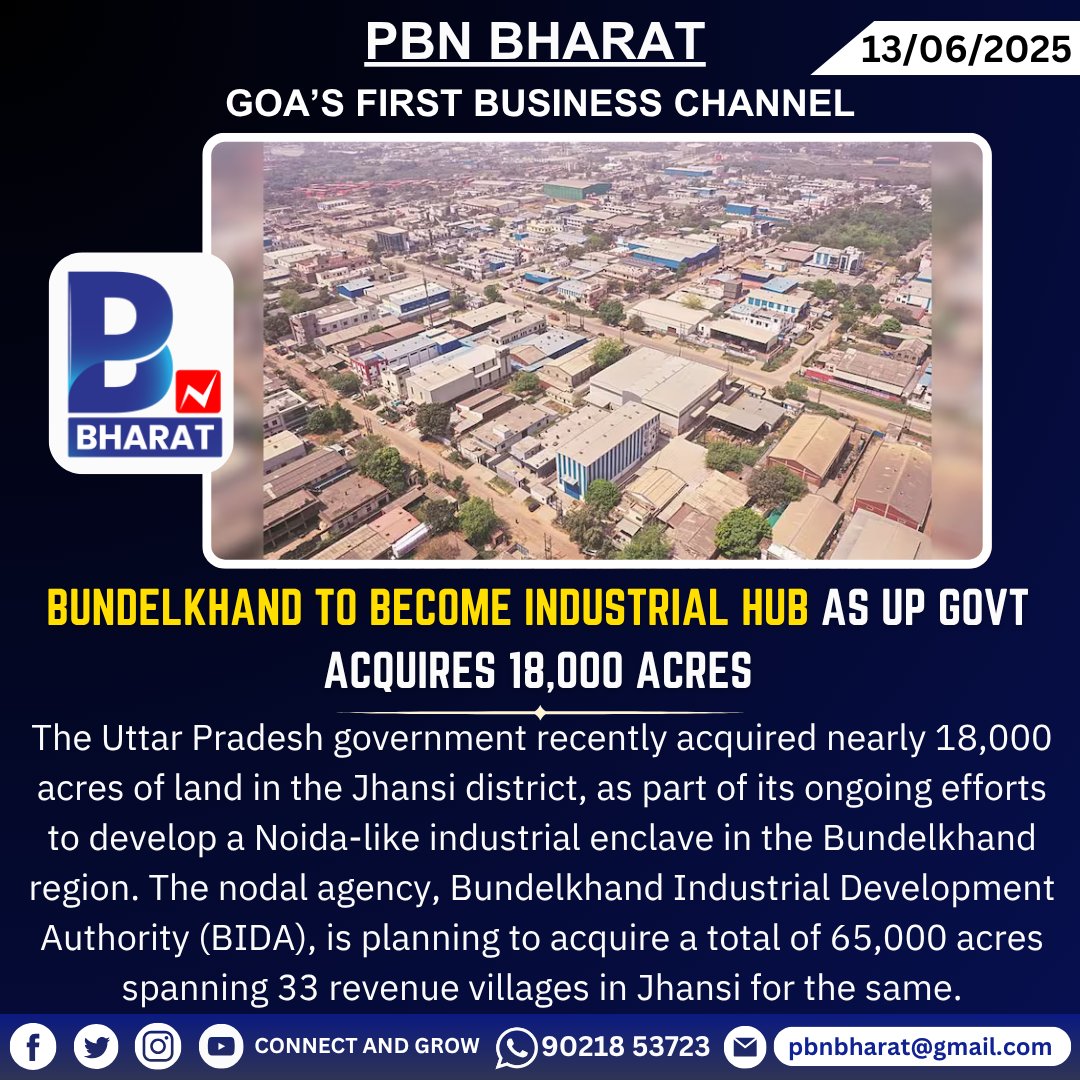 PBNBHARAT's tweet image. Bundelkhand to Become Industrial Hub as UP Govt Acquires 18,000 Acres
#UPDevelopment #Bundelkhand #IndustrialGrowth #MakeInIndia #LandAcquisition #UPGovt #EconomicDevelopment #IndustrialIndia #InfrastructurePush