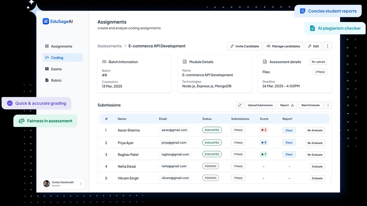 EduSage_AI's tweet photo. 👋 Hello Twitter! Meet Edusage AI – your new go-to for intelligent AI-powered grading! 🤖 We're here to help educators slash grading time & deliver consistent feedback. Say goodbye to endless paper piles! #AIGrading #EdTech #EdusageAI https://t.co/lOm13ewQnM