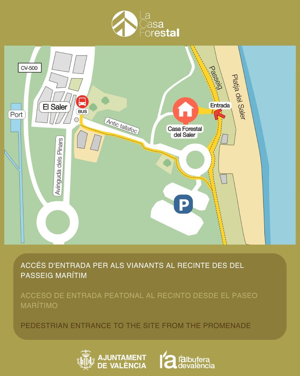 🆕¡La Casa Forestal de la Devesa de #ElSaler está abierta a la visitas del público!
🕙 Fines de semana y festivos, de 10:00 a 13:30 horas
🎟️ Entrada libre (aforo: 18 personas)
👥 Grupos (+10): solicitud por sede electrónica, solicitudes no catalogadas
📍 Acceso: paseo marítimo