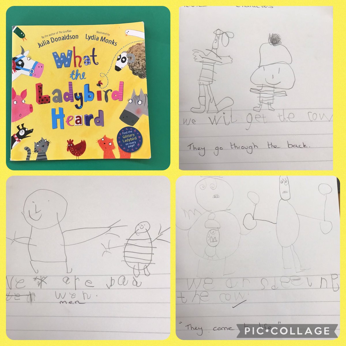 This week we have been enjoying the story What the Ladybird Heard. Our first session in drawing club was to draw the characters Hefty Hugh and Lanky Len.