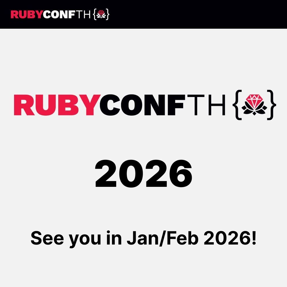 rubyconfth's tweet image. 🚨 NEXT CONFERENCE ALERT
We are back early 2026 to bring you another amazing Ruby conference!
Keynote Speakers:
@inazarova
@Ridhwana_K
@paolino
@marcoroth_
Ticket sales are live rubyconfth.com 💎