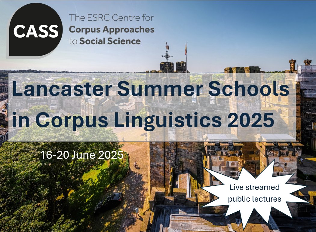 🎓 Join us for the Lancaster Summer Schools in Corpus Linguistics 2025!

🌍 Free livestreamed lectures from 16 June: 
cass.lancs.ac.uk/free-online-le…

#CorpusLinguistics #AI #Linguistics #LanguageTesting