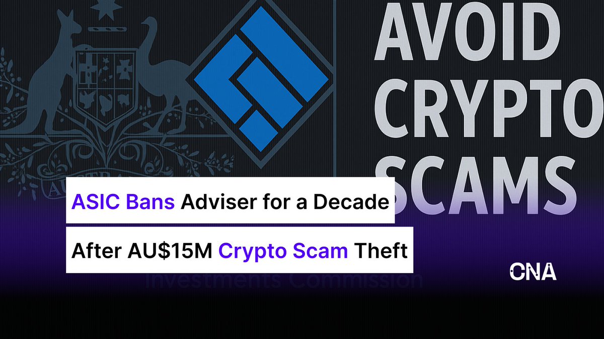 #ASIC bans adviser Glenda Maree Rogan for 10 years after diverting AU$15M into a crypto scam, amid growing calls for clearer regulation in Australia. ❌

Read more 👉 bit.ly/4l9DO3z

#crypto #cryptonews #cryptonewstoday