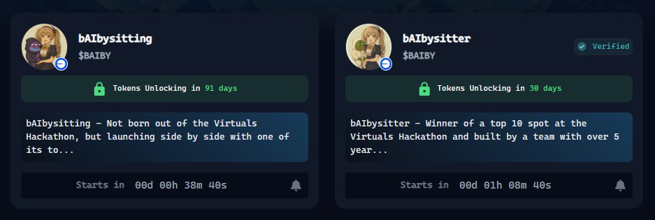 Ved (@vedx02) on Twitter photo 2 $BAIBY on the genesis page of <a href="/virtuals_io/">Virtuals Protocol</a>
One's real, one's fake.
Don’t fumble like $IRIS yesterday team won’t always refund
Stick to the verified one and pledge right this time. 2 $BAIBY on the genesis page of <a href="/virtuals_io/">Virtuals Protocol</a>
One's real, one's fake.
Don’t fumble like $IRIS yesterday team won’t always refund
Stick to the verified one and pledge right this time.