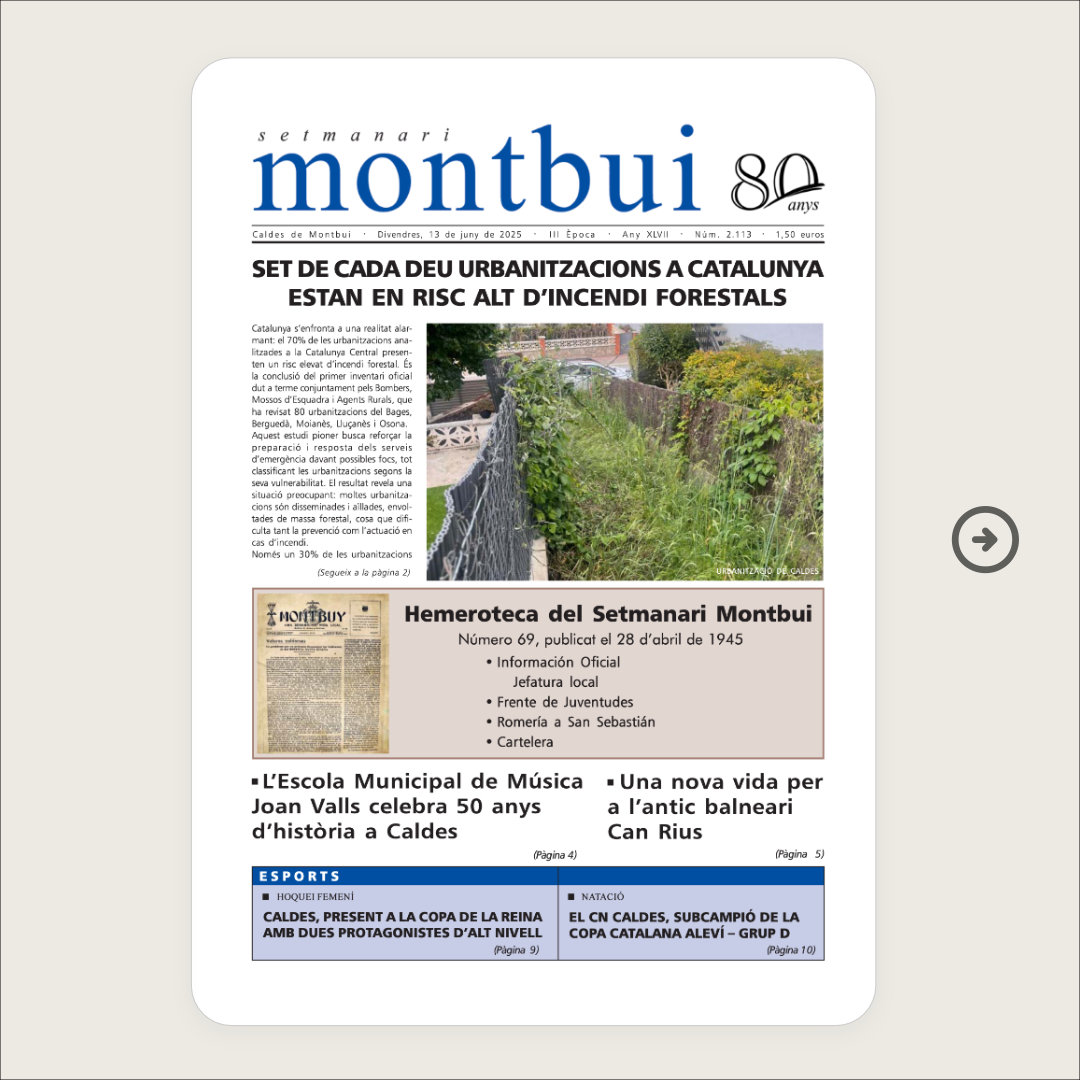 Portada del número 2113

#setmanarimontbui #caldesdemontbui #actualitat #premsacomarcal #somlapremsadecasa