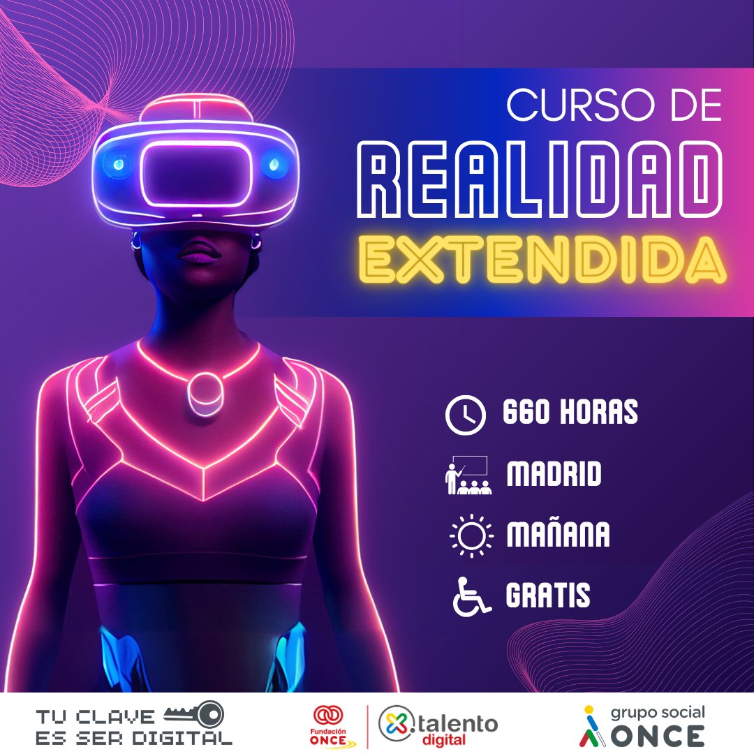 ⁉️ ¿Tienes #discapacidad y quieres sumergirte en el mundo de la realidad extendida? 

🆕 #XTalentoDigital lanza un curso de 660 horas con el que podrás potenciar tu perfil profesional para trabajar en este sector 

🚨¡Es tu oportunidad!👇 
portalentodigital.fundaciononce.es/node/33679?utm…