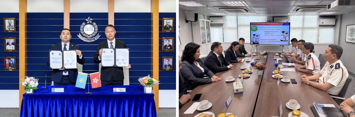 hkpoliceforce's tweet image. NURTURING👮‍♂️👮‍♀️TALENT
IN LOCKSTEP🇭🇰🤝🇰🇿

Amid its visit to #HKPF, the 🇰🇿Almaty #PoliceAcademy signed an #MoU with our 🇭🇰#PoliceCollege on JUN 10—ushering in a partnership✍️✍️ that will see the 2 institutions:

✨explore initiatives to enhance collab on advancing #PoliceTraining for