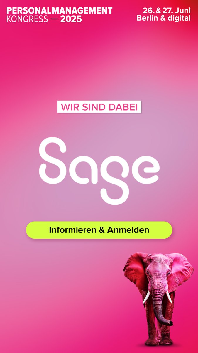 📣 Sage ist offizieller Partner des PMK 2025!

Als Teil von Europas größtem HR-Kongress sind wir mitten im Geschehen – mit aktuellen Einblicken, innovativen Lösungen und echtem Austausch auf Augenhöhe.

Kommen Sie vorbei – wir sind gespannt auf Ihre Perspektiven!