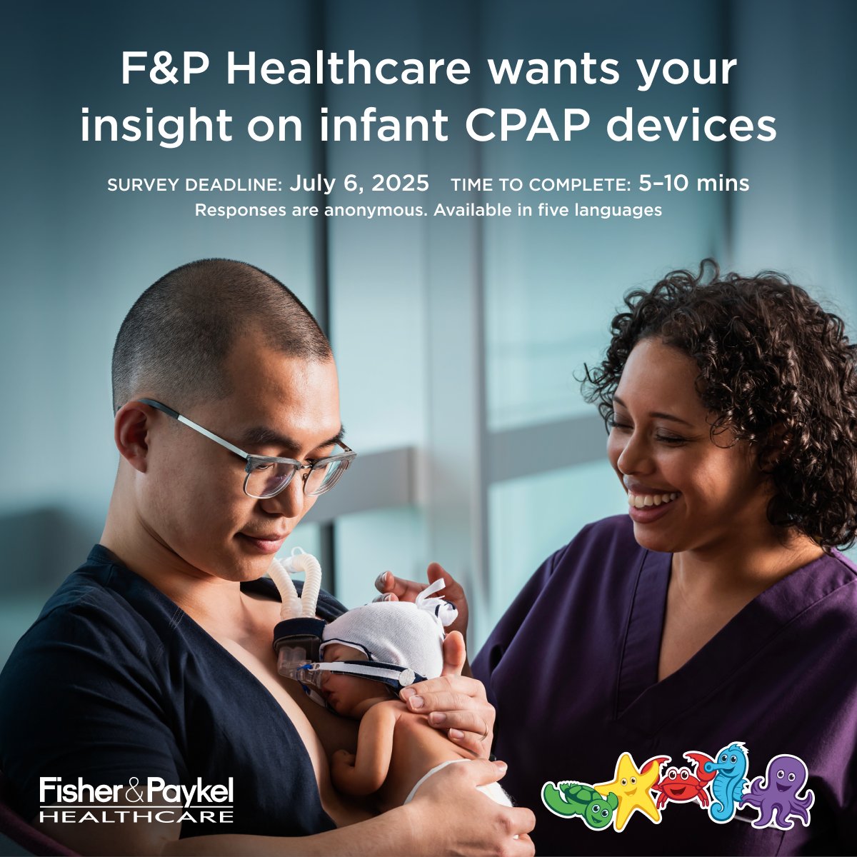 ESPNIC_Society's tweet image. Fisher & Paykel Healthcare seeks feedback that may shape future infant CPAP devices. Share your insights on European CPAP practices and equipment and help improve neonatal outcomes. The survey is closing soon, so click the link to contribute.
forms.office.com/r/KJ1EQjvNLL