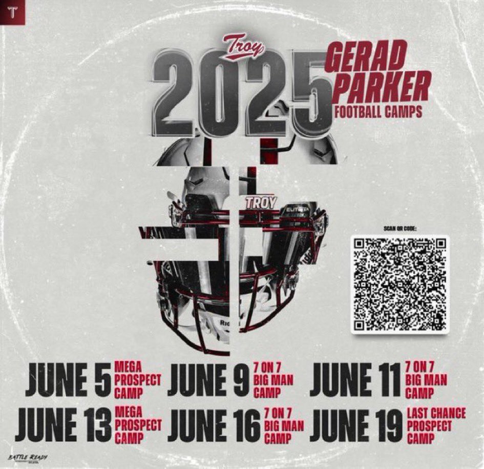Looking forward to my first camp of the summer <a href="/TroyTrojansFB/">Troy Trojans Football 8x⚔️</a> June 19th

<a href="/troy_report/">TroyReport</a> <a href="/CoachBoyette/">Re'quan Boyette</a> <a href="/GeradParker1/">Gerad Parker</a> <a href="/CoachSeanReagan/">Coach Sean Reagan</a> <a href="/PrepRedzoneFL/">Prep Redzone Florida</a> <a href="/FlaHSFootball/">FloridaHSFootball.com</a>