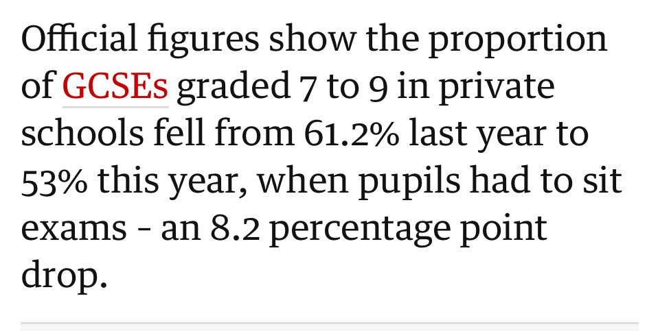 Those anti exams (and there are arguments for reducing or changing the role of exams) do need to address what happened during Covid. Specifically, national exams do seem to at least somewhat lessen the advantages more privileged students enjoy compared to centre based assessments