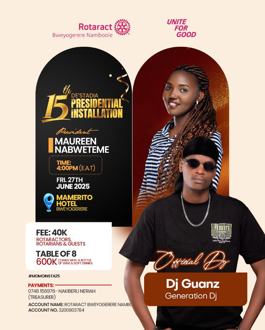 Destadia's tweet photo. Deejay Guanz aka Generation Dj and Deejay Rehan are TURNING UP THE HEAT🔥🥳
Get ready for a wild ride at the 15th De’Stadia Presidential Installation on June 27th☺️Secure your ticket now and get ready to lose it🤭
#MomoInsta
#ClubDestadia
#RoadTo15ThInstallation https://t.co/Q5xYUlFZIk