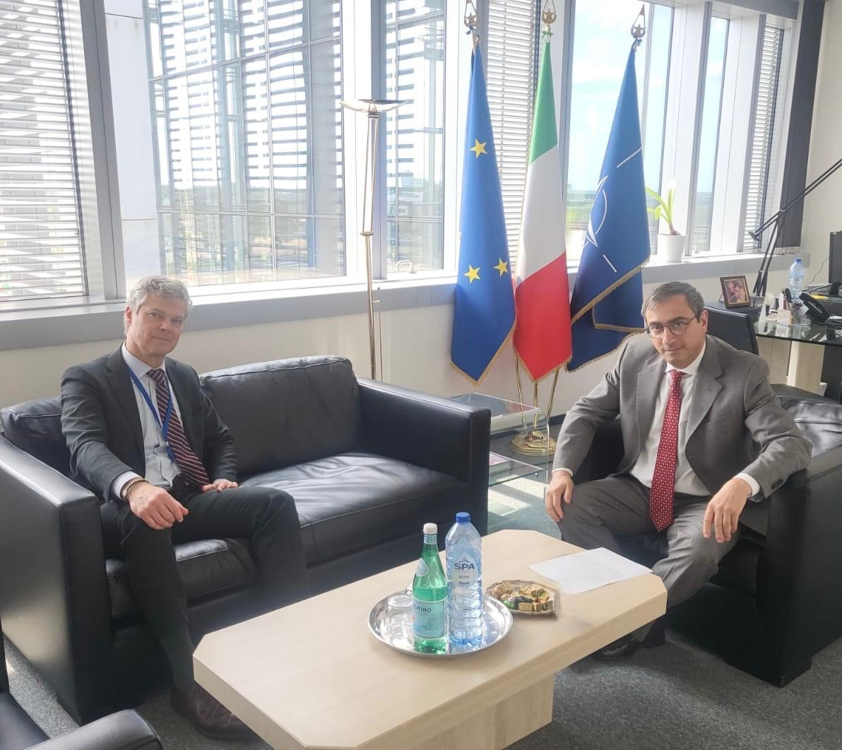MPeronaci's tweet image. Glad to meet at @ItalyatNATO Ambassador Darius Jauniškis, new Perm.Rep. from Lithuania 🇱🇹
Italy actively contributes to the security of the Baltic region in the framework of #NATO deterrence and defence posture.
Welcome in NATO family Darius!