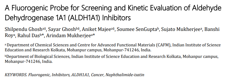 Our latest findings are now available as a preprint! Excited to share our work  "A Fluorogenic Probe for Screening and Kinetic Evaluation of Aldehyde Dehydrogenase 1A1 (ALDH1A1) Inhibitors" with the community. | ChemRxiv - go.shr.lc/4kWW682