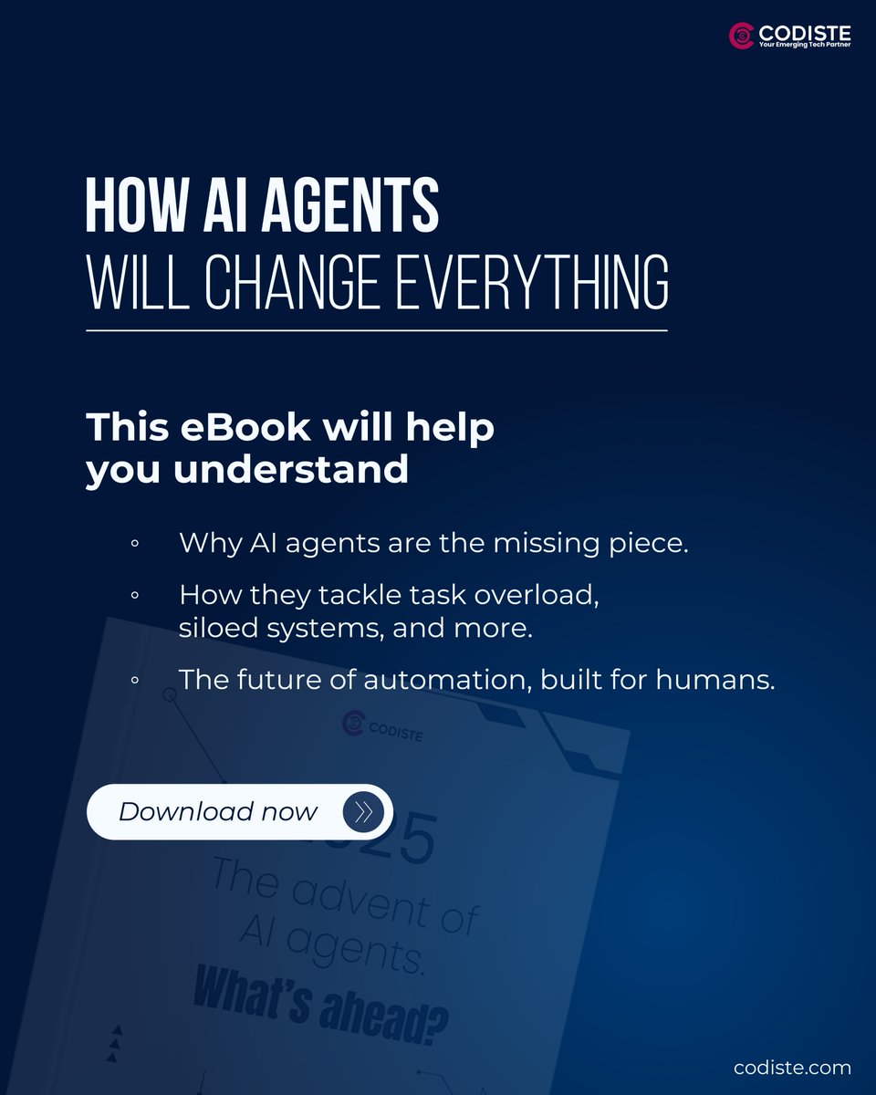 codistepvtltd's tweet image. We’ve automated everything —

But still feel burned out. Why?

Because we’re missing the one thing that ties it all together:

💡 AI Agents.

This free eBook shows how they reduce chaos &amp;amp; boost focus.

📥 Grab it here → bit.ly/3HHM2kR 

#AI #Automation #WorkSmarte