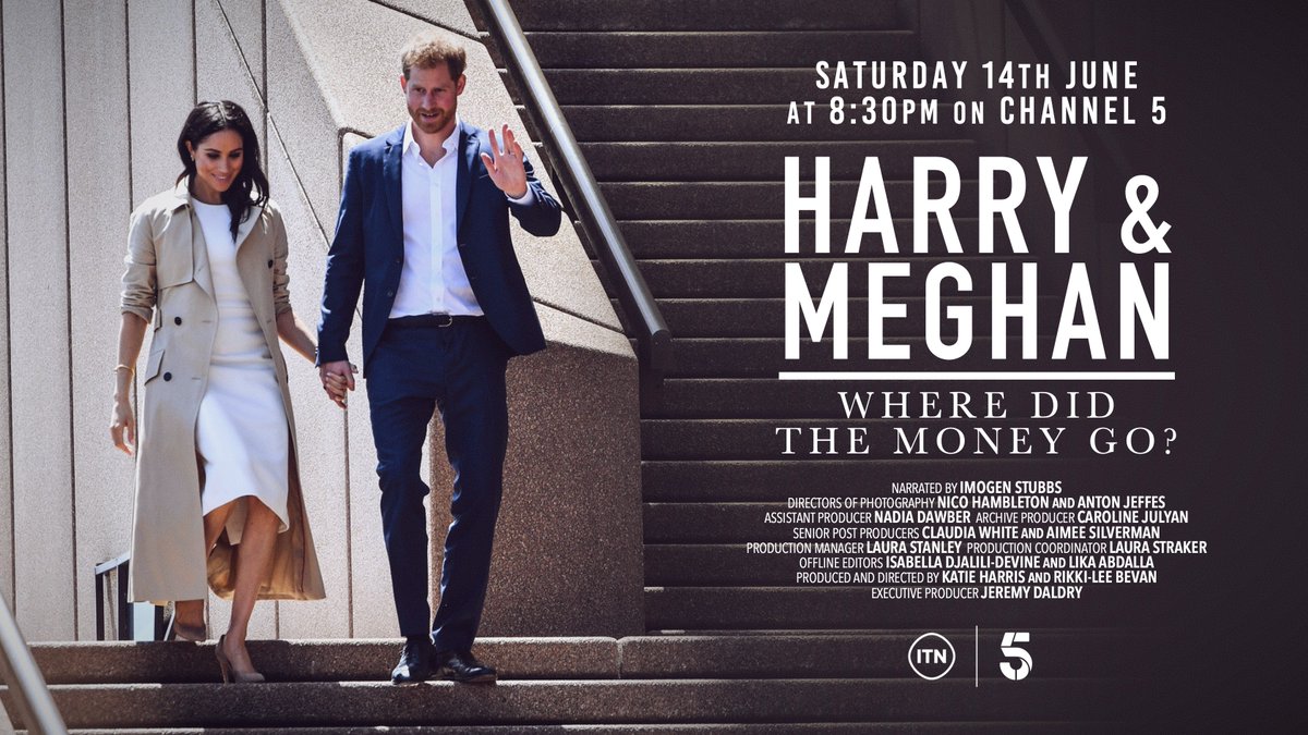 Harry &amp; Meghan: Where Did the Money Go? ON TOMORROW 8.30pm <a href="/channel5_tv/">Channel 5</a>