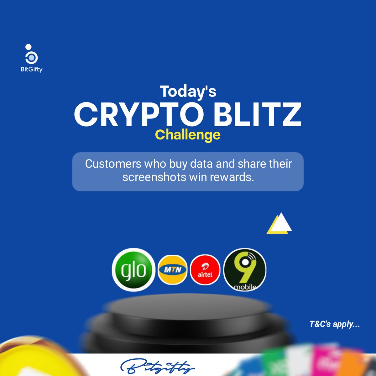 BitGifty's tweet image. Join today’s Crypto Blitz Challenge! 📱
Customers who buy data from Glo, MTN, Airtel, or 9mobile and share their screenshots can win exciting rewards.
Winners would be announced june 22nd.
Don’t miss out! #BitGifty #CryptoBlitz #DataChallenge