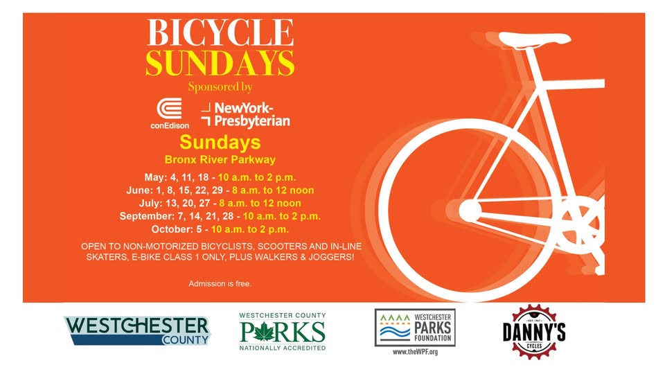 Reminder that Bicycle Sunday returns to the Bronx River Parkway this Sunday, June 15, from 8 a.m. to 12.