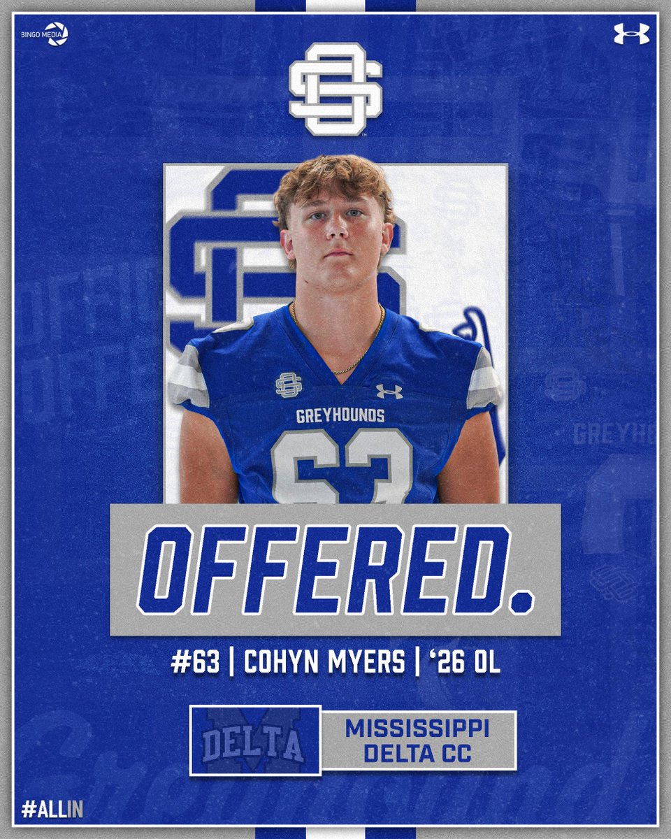 Ocean Springs Football (@oceanspringsfb) on Twitter photo Offer Alert 🚨: ‘26 OL <a href="/CohynMyers/">Cohyn Myers</a> picked up an offer from <a href="/MDCC/">Mississippi Delta</a> this week! #ALLiN #RecruitOS Offer Alert 🚨: ‘26 OL <a href="/CohynMyers/">Cohyn Myers</a> picked up an offer from <a href="/MDCC/">Mississippi Delta</a> this week! #ALLiN #RecruitOS